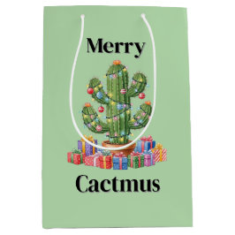Weihnachtsgeschenktasche Mittel-Merry Cactmus Mittlere Geschenktüte