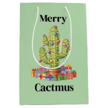Weihnachtsgeschenktasche Mittel-Merry Cactmus