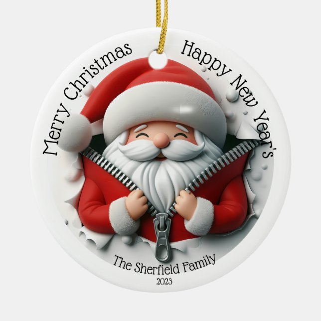 Weihnachtsgeschenkter Zipper Personalisiertes Weih Keramik Ornament (Vorne)