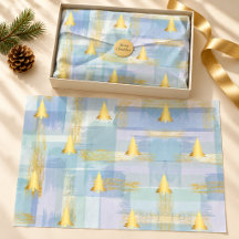 Weihnachtsgeschenkverpackung Gold Tanne & Pastell-