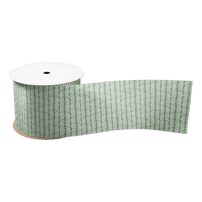 Weihnachtsgeschenkwrake mit Sage Green White Zigza Satinband (Spule)