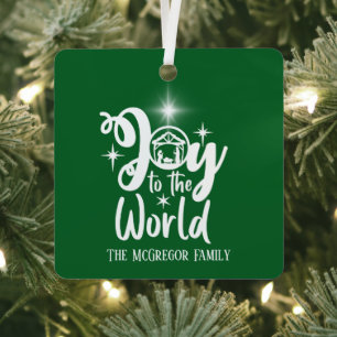 Weihnachtsgeschichte Freude auf diese Welt Grün un Ornament Aus Metall