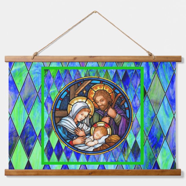 Weihnachtsgeschichte   wandteppich mit holzrahmen (Vorne)