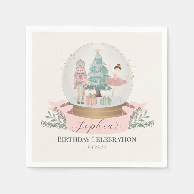 Weihnachtsgeschirr aus Rosa Nussknacker Serviette (Vorderseite)