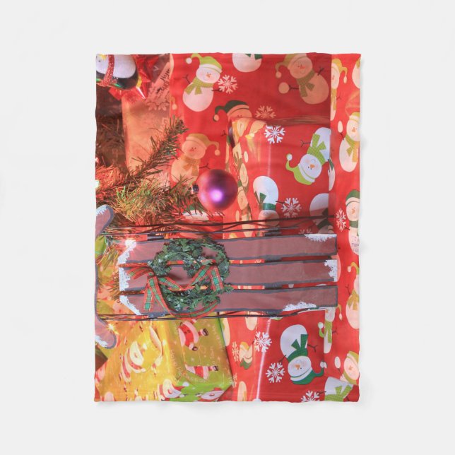 Weihnachtsgeschirr Fleecedecke (Vorderseite)