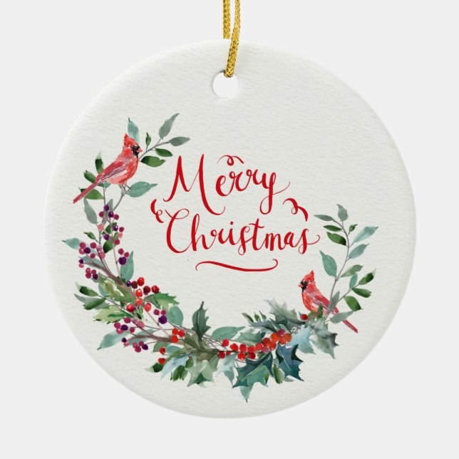 Weihnachtsgeschirr, Heiliger Kardinal Keramik Ornament (Vorne)