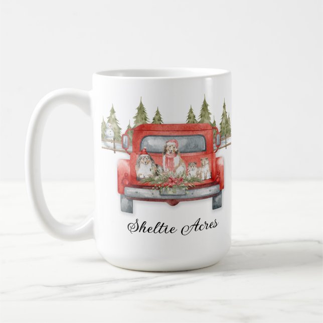 Weihnachtsgeschirr in einem Vintagen roten LKW Kaffeetasse (Links)