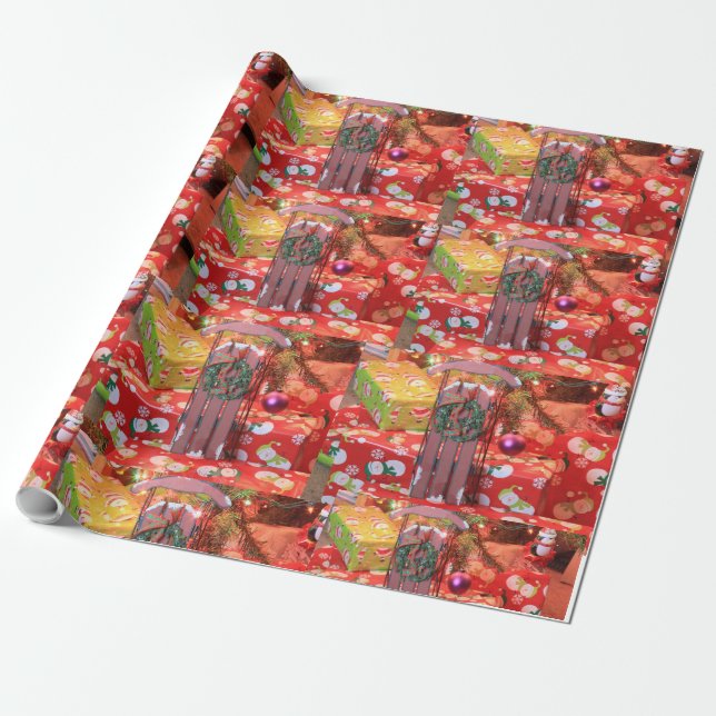 Weihnachtsgeschirr mit Wraath Wrapping Paper Geschenkpapier (Ungerollt)