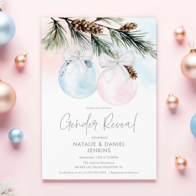 Weihnachtsgeschlecht enthüllt Kinderdusche Einladu Einladung (Winter Gender Reveal Invitation)