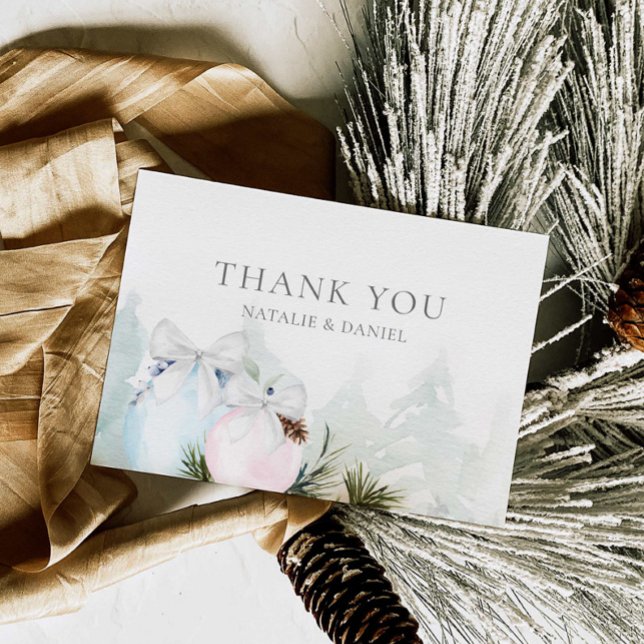 Weihnachtsgeschlecht zeigt Baby-Dusche Dankeskarte (Christmas Gender Reveal Thank you card)