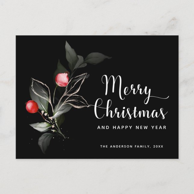 Weihnachtsgeschmack | Berries Black Holiday Postca Postkarte (Vorderseite)