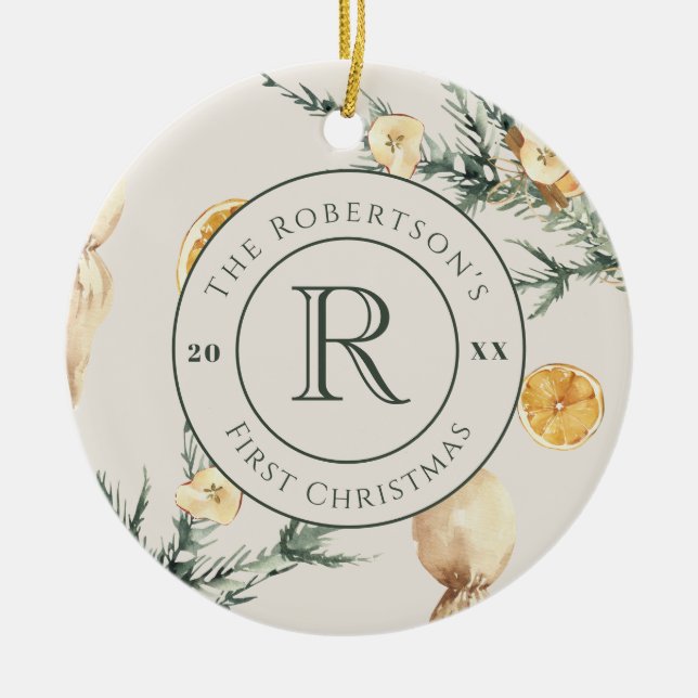 Weihnachtsgeschmack: Mit Monogramm neu Keramik Ornament (Vorne)