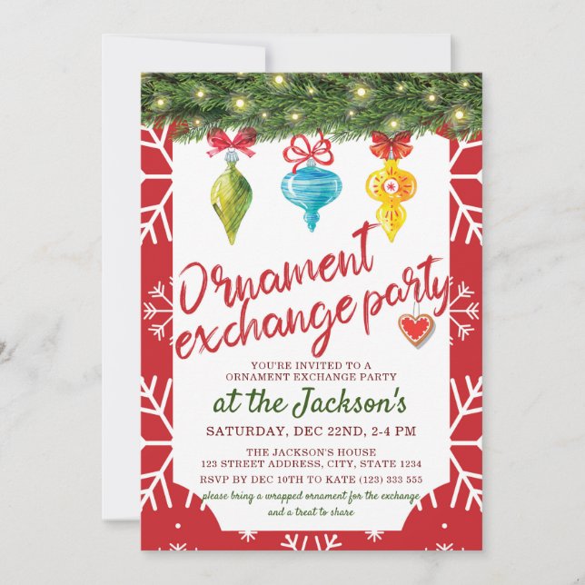 Weihnachtsgeschmuckbörse Party Einladung (Vorderseite)