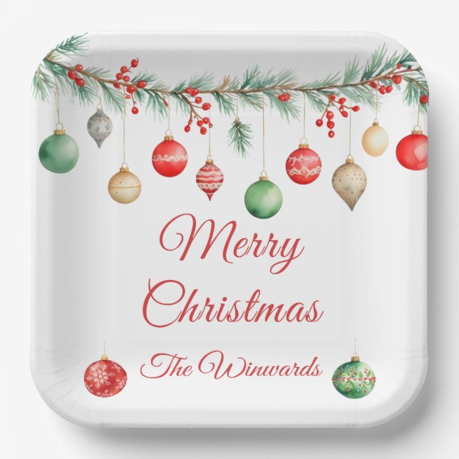 Weihnachtsgeschmuckbörse Party Garland Pappteller (Vorderseite)