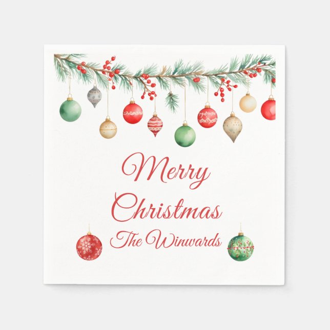 Weihnachtsgeschmuckbörse Party Garland Serviette (Vorderseite)