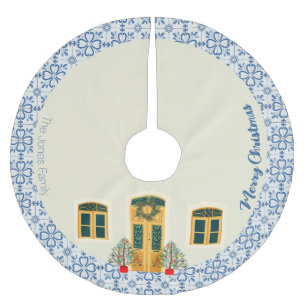 Weihnachtsgeschoss und portugiesische Fliesen Polyester Weihnachtsbaumdecke