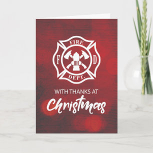 Weihnachtsgesegnung für Feuerwehrleute Danke Emble Karte