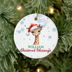 Weihnachtsgesegnung niedliche Giraffe Baby Ornamen Keramik Ornament