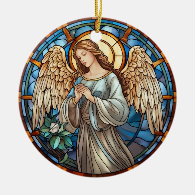 Weihnachtsgestanzter Glass Angel Keramik Ornament (Vorne)