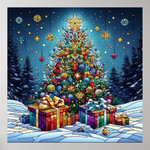 Weihnachtsgestanztes Glasposter Poster