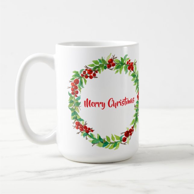 Weihnachtsgesteck mit roten Beeren Kaffeetasse (Links)