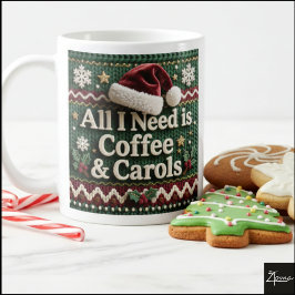 Weihnachtsgestrickter Pullover Alles was ich brauc Kaffeetasse