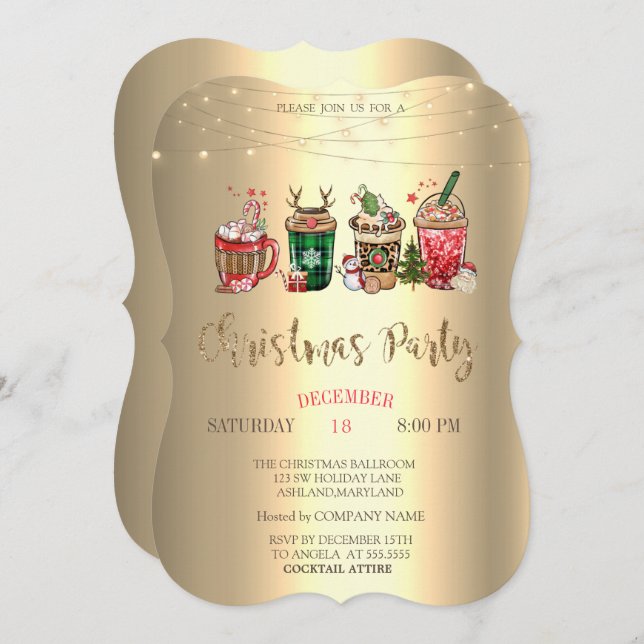 Weihnachtsgetränke Weihnachtsfirma Party Einladung (Vorne/Hinten)