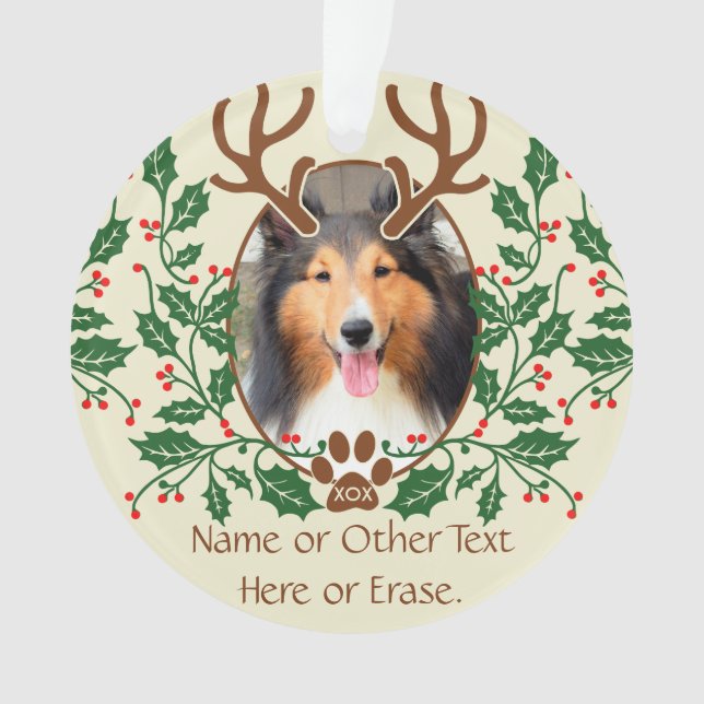 Weihnachtsgeweihe für Hund/Katze personifizieren Ornament (Vorderseite)