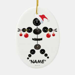 Weihnachtsgewichts-Lifting-Cartoon Keramik Ornament