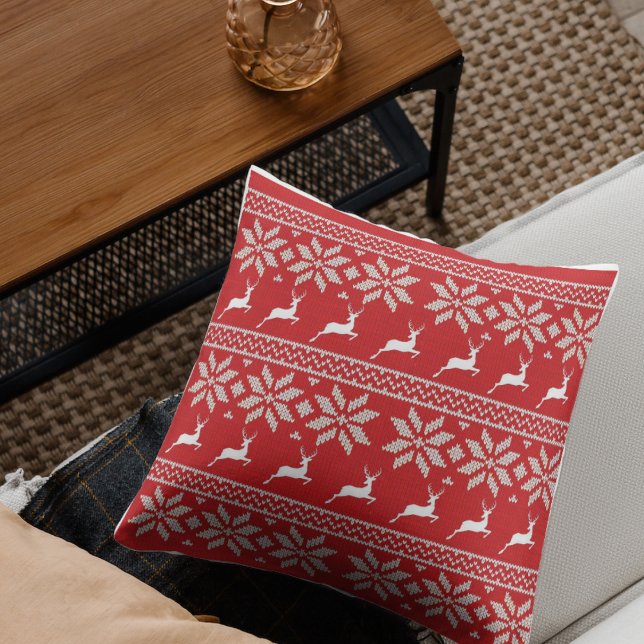 Weihnachtsgewirr-Pattern-Kissen Kissen (Christmas Knitted Pattern Throw Pillow)