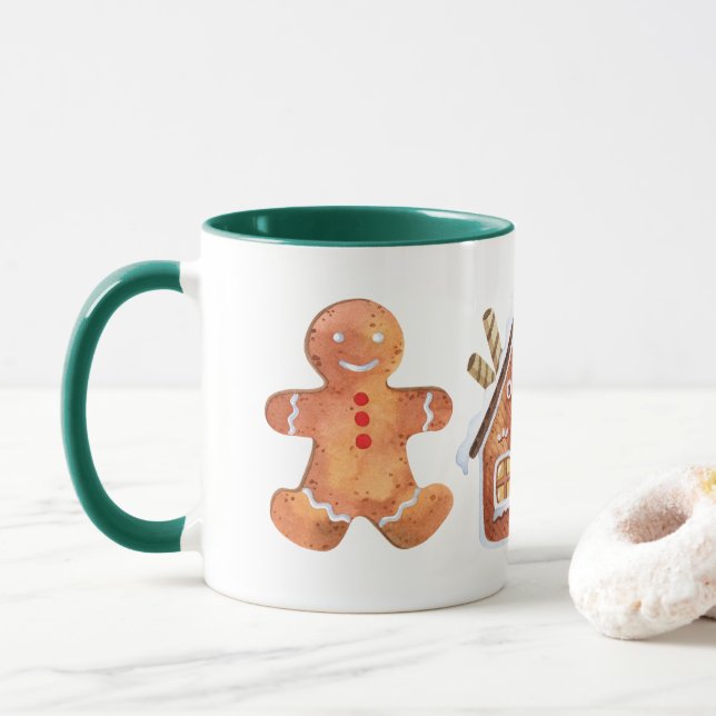 Weihnachtsginger Brot Mann Zwei-Tone-Tasse Tasse (Mit Donut)