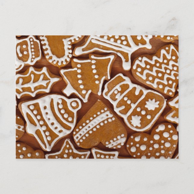 Weihnachtsginger-Cookies Feiertagspostkarte (Vorderseite)