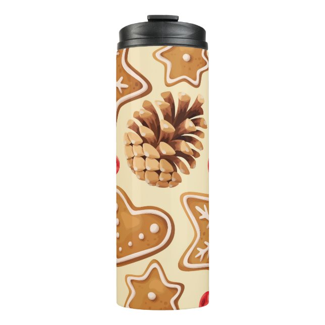 Weihnachtsginger: Festes, nahtloses Muster. Thermosbecher (Vorderseite)