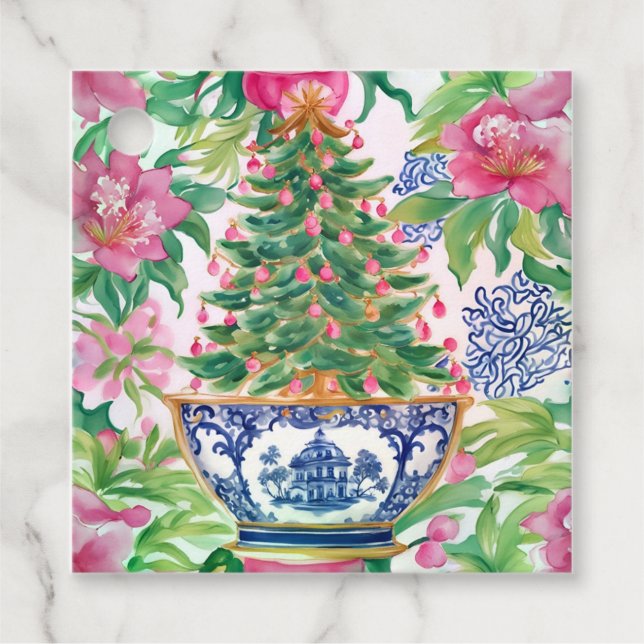 Weihnachtsginger Jar, Chinoiserie Geschenkanhänger (Vorderseite)