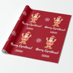 Weihnachtsgingerbrot Brown Santa Personalize Name Geschenkpapier