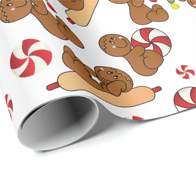 Weihnachtsgingerbrot Candy Fun Geschenkpapier (Rolleneckpunkt)