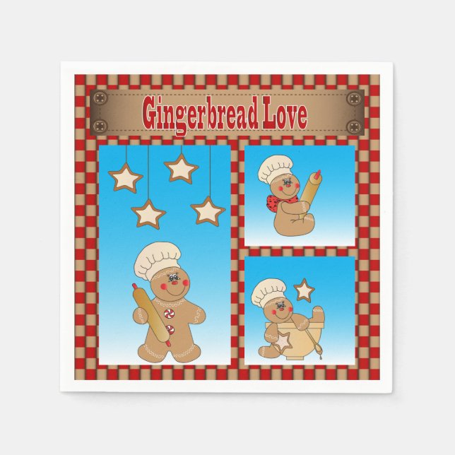Weihnachtsgingerbrot Cookie Liebe Serviette (Vorderseite)