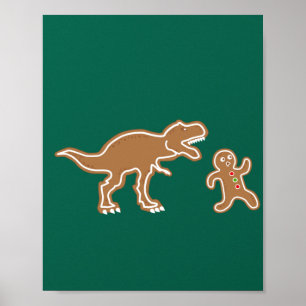 Weihnachtsgingerbrot Dinosaurier Cookie Jagd Poster