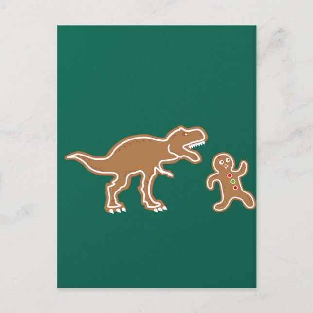 Weihnachtsgingerbrot Dinosaurier Cookie Jagd Postkarte (Vorderseite)
