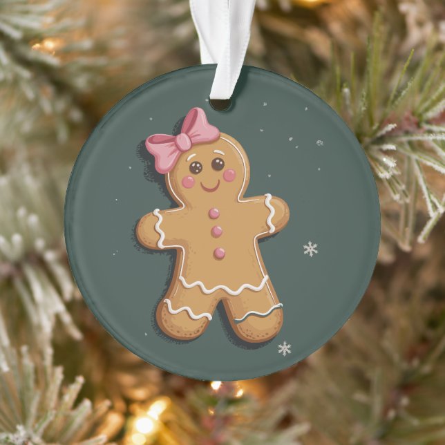 Weihnachtsgingerbrot Girl Pink Bow Coquette Ornament (Baum)