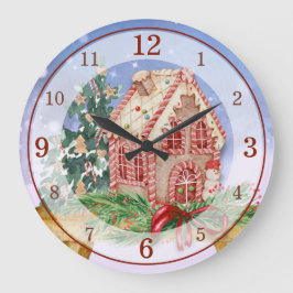 Weihnachtsgingerbrot Haus Aquarell Akryllisch Große Wanduhr