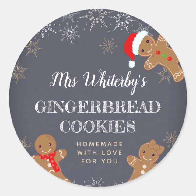 Weihnachtsgingerbrot hausgemachte Cookie Stickers (Vorderseite)