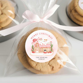 Weihnachtsgingerbrot Hausgeschenk Runder Aufkleber