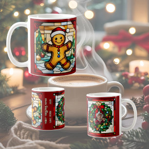 Weihnachtsgingerbrot Mann Imitate gestanztes Glas Kaffeetasse