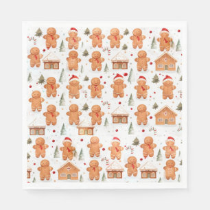 Weihnachtsgingerbrot Mann und Haus Serviette
