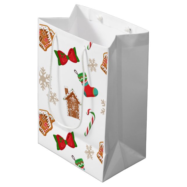 Weihnachtsgingerbrot Mittlere Geschenktüte (Vorderseite Schrägansicht)