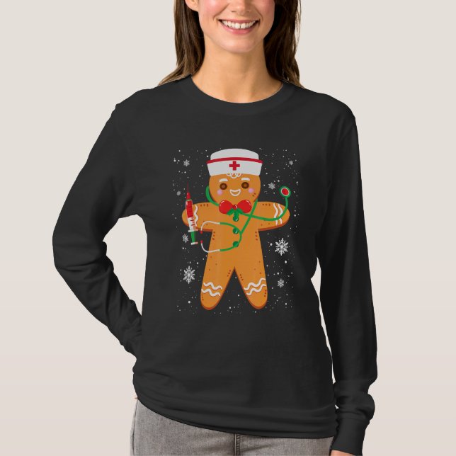 Weihnachtsgingerbrot Nurse Cookie Kostüm Backen T-Shirt (Vorderseite)