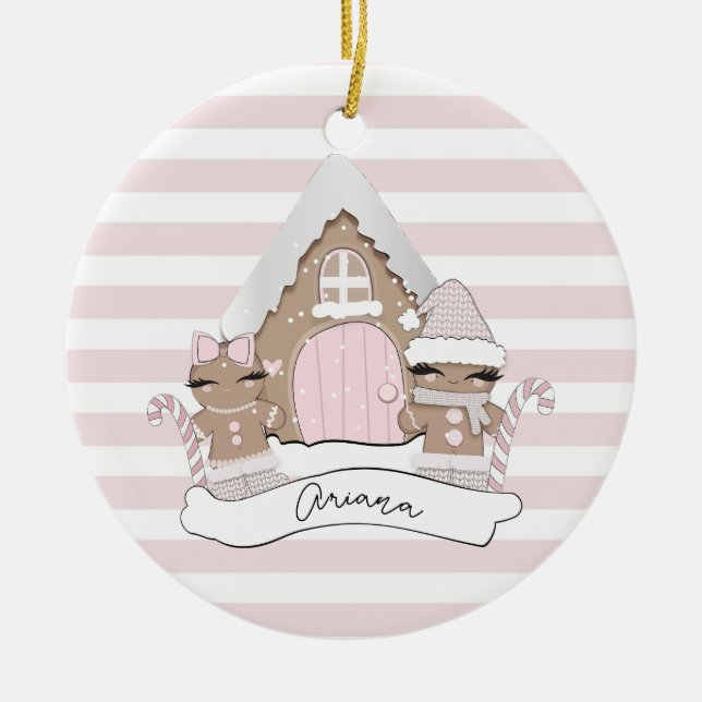 Weihnachtsgingerbrot Rosa Baum Dekoration (Vorne)