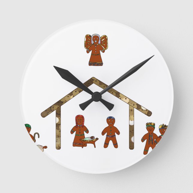 Weihnachtsgingerbrot Runde Wanduhr (Vorderseite)