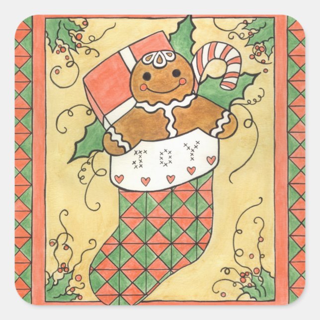 Weihnachtsgingerbrot Strumpf Stickers (Vorderseite)